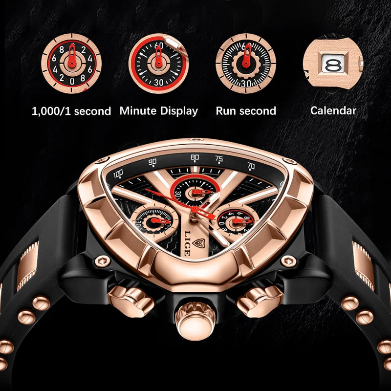 Herrenuhr LIGE Chronograph Militär Sport Armbanduhr Quarz Wasserdicht Luxus Trendig | LIGE Chronograph Militär Premium-Uhr