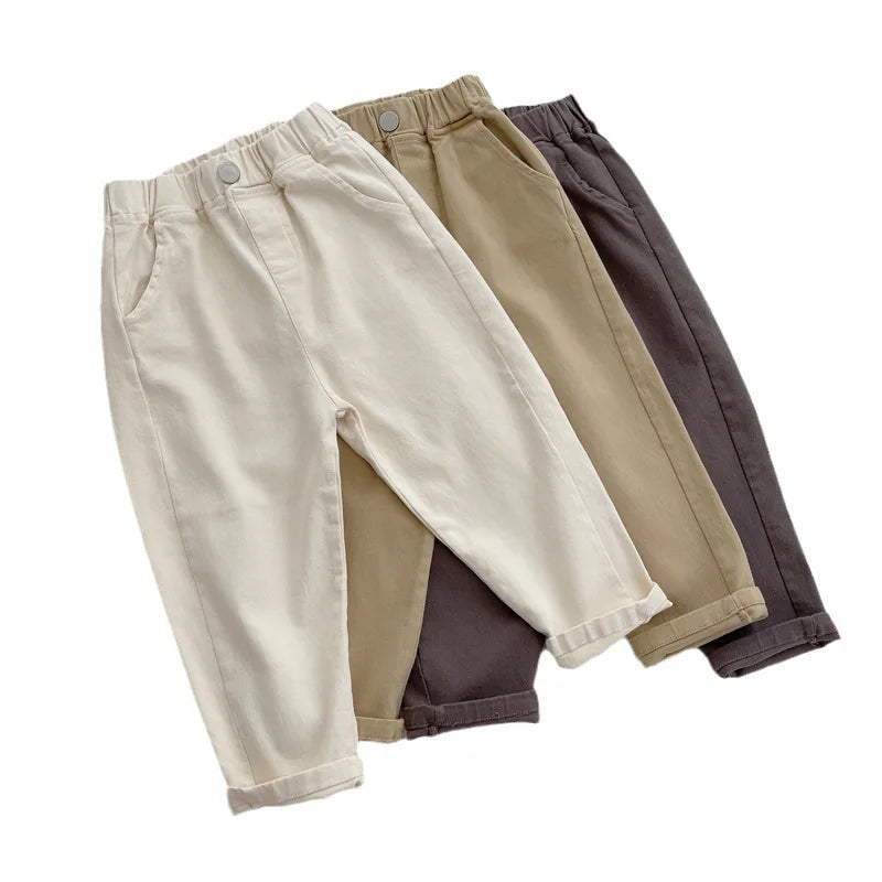 Pantalon Sarouel Enfant Unisexe Couleur Unie – Pantalon Sport Loose Casual Printemps Été 2-8 Ans