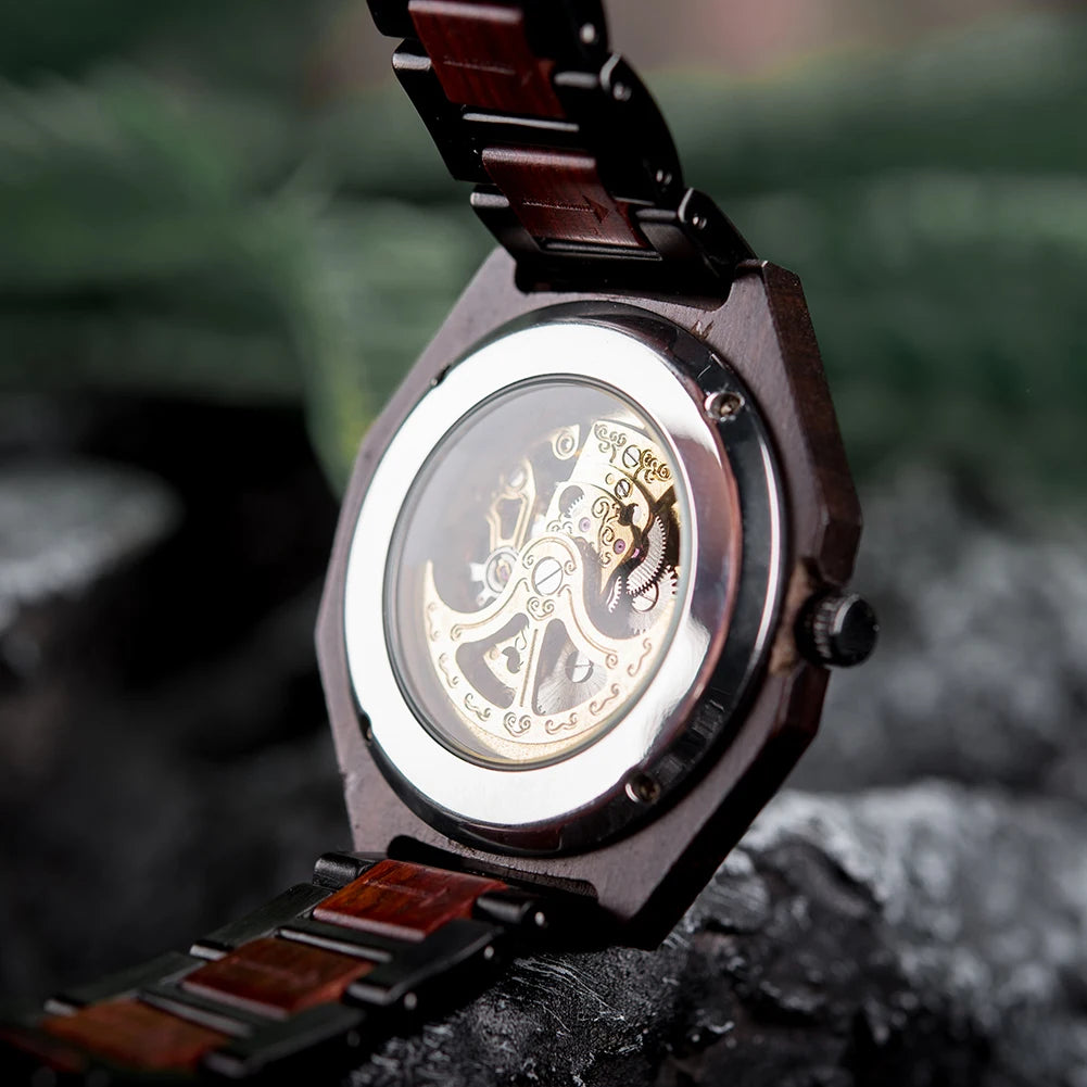 Montre Homme BOBO BIRD Bois Mécanique Luxe – Grand Cadran Top Brand Naturel Unique