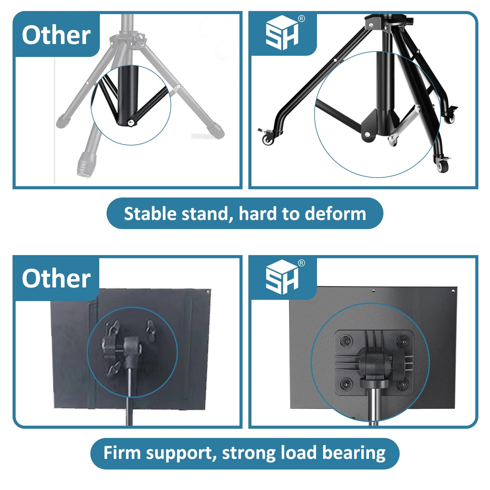 Trépied Projecteur & Laptop SH – Hauteur Réglable 58-160cm | Bureau Debout Extérieur Studio