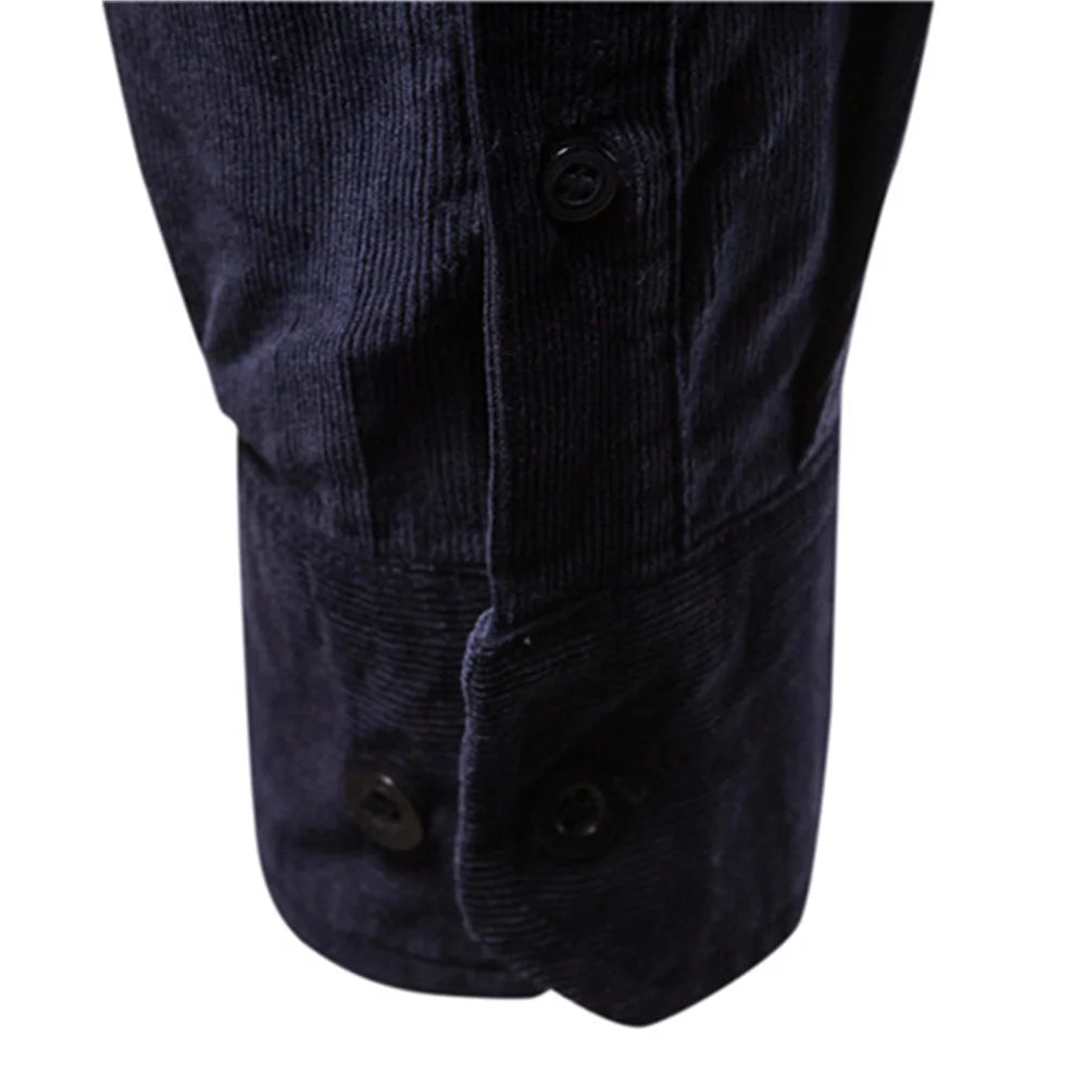 Chemise Homme Velours Côtelé 100% Coton Slim Fit Couleur Unie Business Casual Fashion Automne Boutonnage Simple Élégante Intemporelle – Chemise Velours Côtelé Premium Slim | Mode Homme Business Casual Premium