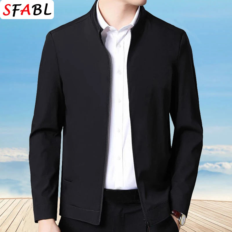 Blazer Homme Luxe Business Casual Zippé Uni Qualité Premium Bureau Manteau Printemps Automne Grande Taille 3XL – Veste Élégante Mode | Mode Homme Premium
