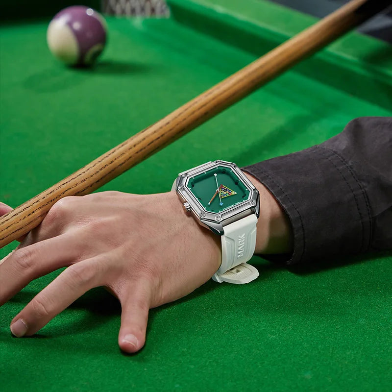Montre Homme Mark Fairwhale 5047 Quartz Carré – Cadran Billard Lumineux Caoutchouc Fashion