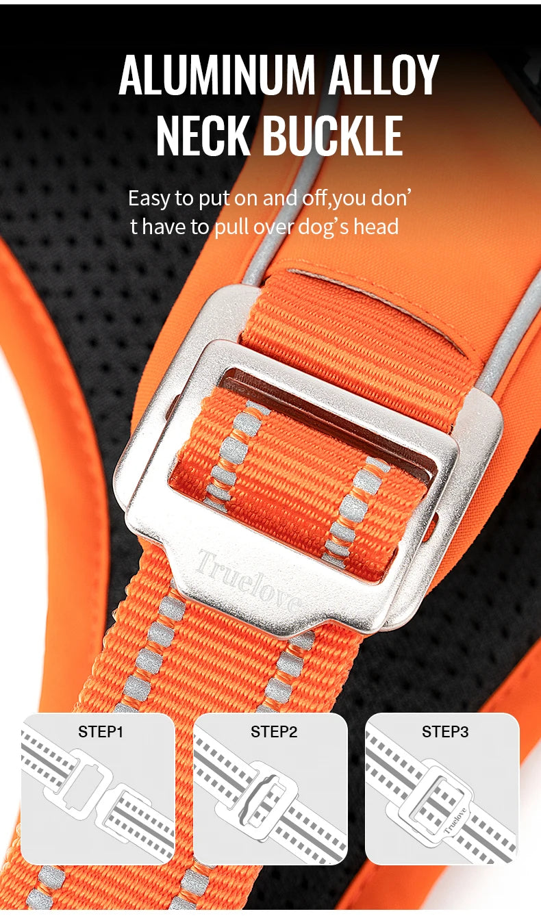 Hundegeschirr TRUE LOVE Anti-Zug Nylon Reflektierend Verstellbar – Bequem Einfaches Anlegen Alle Größen | Truelove TLH5654