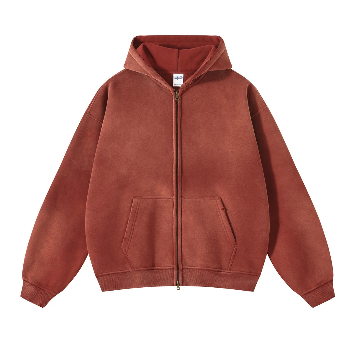 Hoodie Homme Oversize Zip Tie Dye Dégradé – Sweat Cardigan Peluche Loose Grande Taille Hiver | Mode Homme Premium