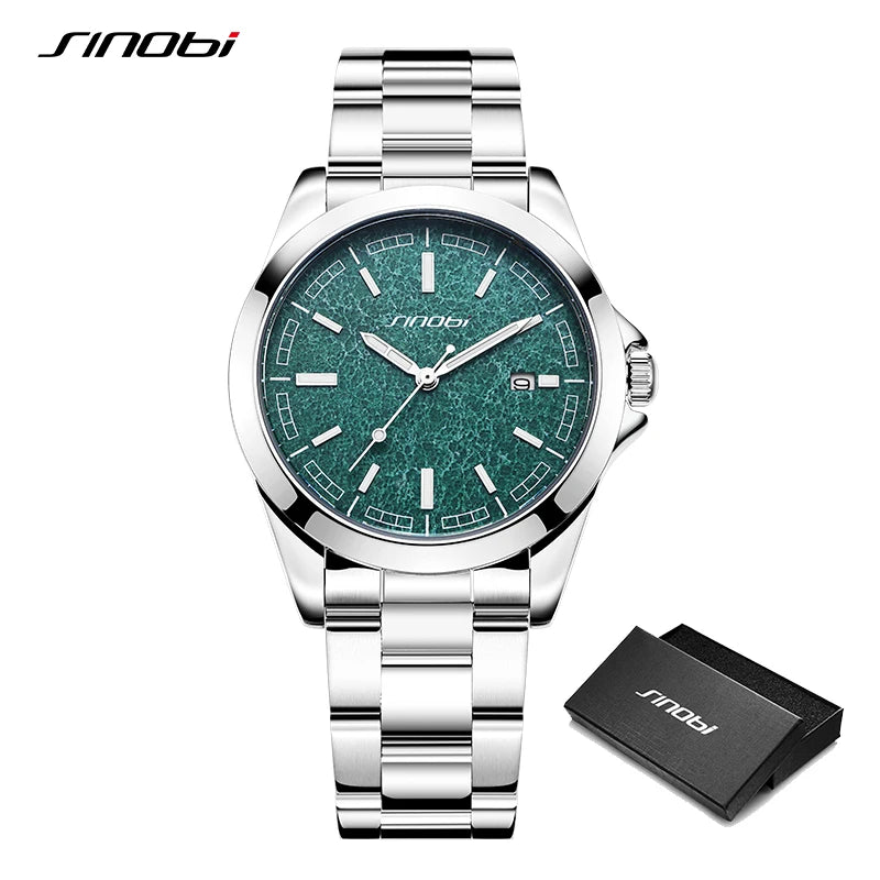 Montre Homme SINOBI Quartz Casual Calendrier – Acier Inoxydable Design Original Cadeau