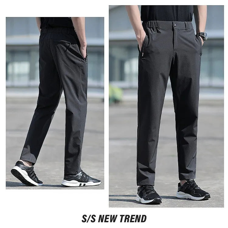 Pantalon Homme Grande Taille Soie de Glace Stretch Respirant Jambe Droite Séchage Rapide Élastique Été Confortable Léger Noir Jusqu'à 6XL – Pantalon Premium Grande Taille Soie de Glace Stretch Été | Mode Homme Grande Taille Premium
