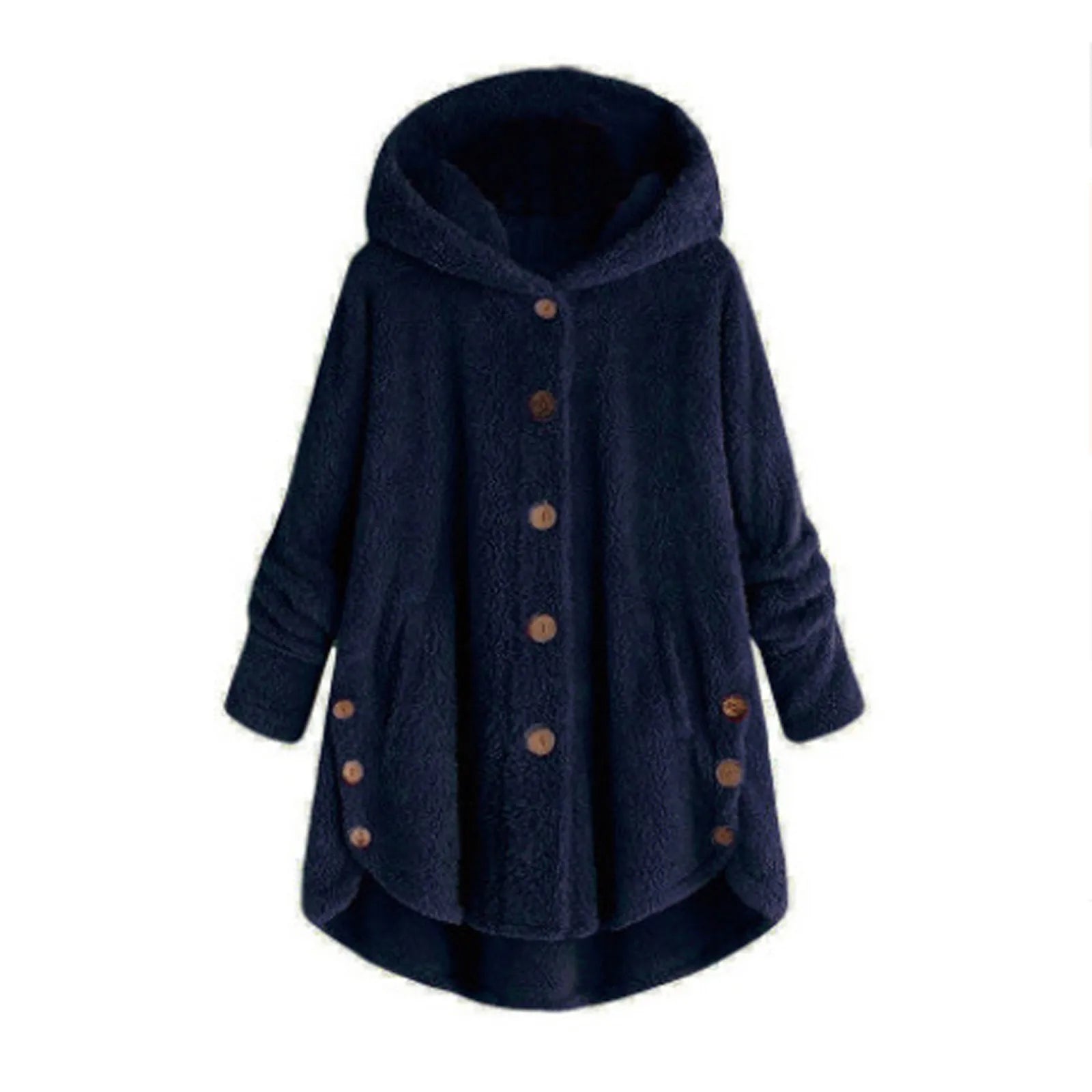 Damen Teddyfell-Mantel mit Kapuze – Warme Fleece-Jacke Unifarben | Herbst Winter Trend
