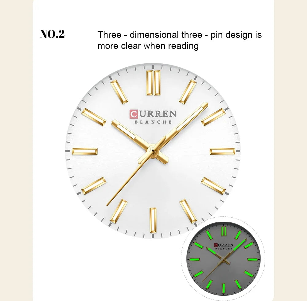 Montre Femme CURREN Fashion Casual Quartz – Acier Inoxydable Cadran Rond Simple Élégante