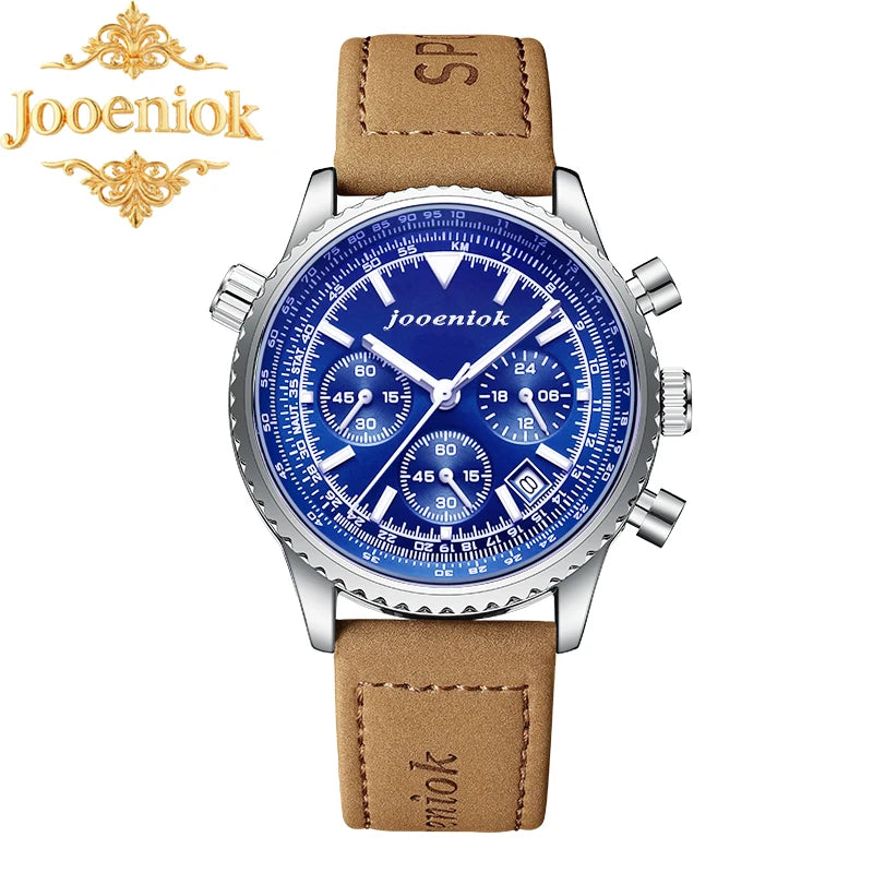 Montre Homme Luxe Chronographe Quartz Cuir – Sport Étanche Lumineux Date Fashion 2025