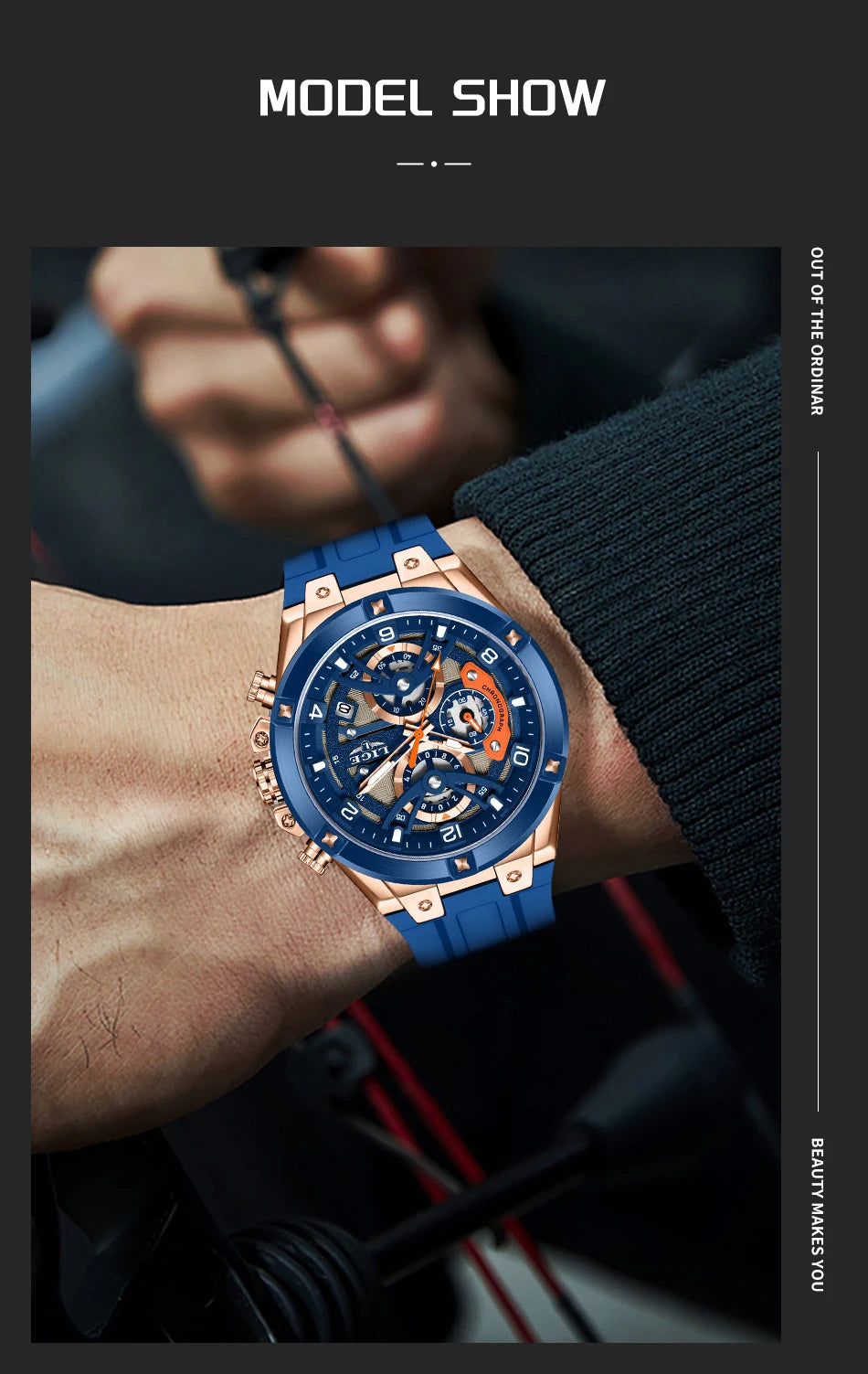 Montre Homme LIGE Militaire Luxe Chronographe Quartz – Lumineux Date Sport Silicone Étanche