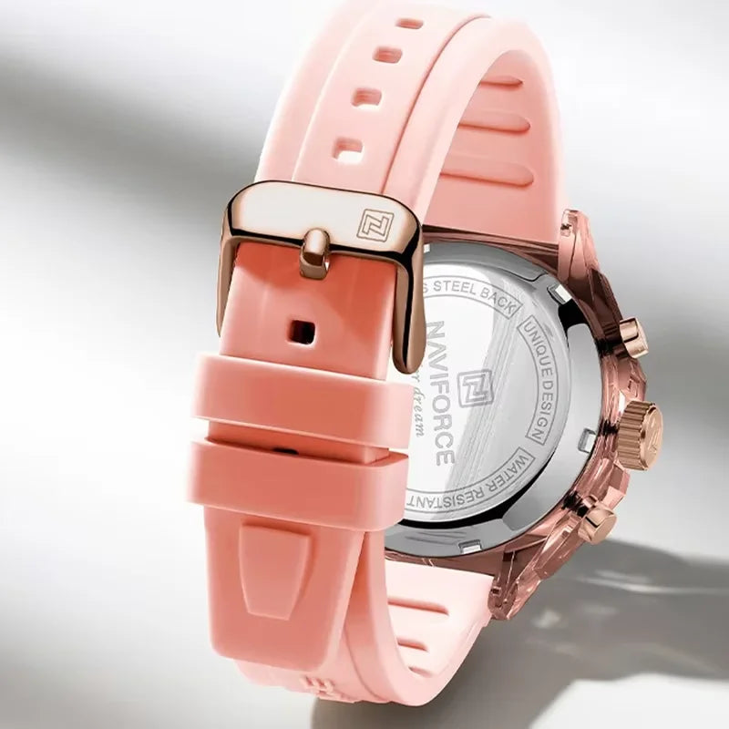 Montre Femme NAVIFORCE Sport Quartz LCD Digital – Étanche 50M Casual Fashion