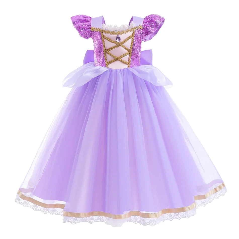 Robe Princesse Fille Déguisement Elsa Anna Ariel – Costume Carnaval Halloween Fête Cosplay Enfant