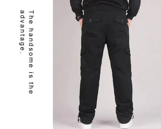 Herren Cargo Hose Winter Doppellagig Dickes Fleece Tarnung Taktisch Baumwolle Baggy Casual Warm | Cargo-Hose Tactical Premium Camouflage Fleece