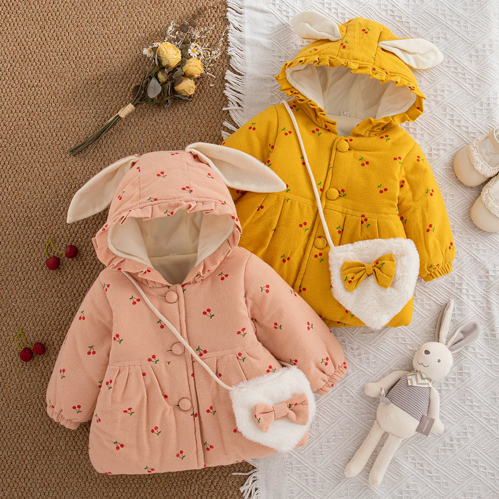 Veste Bébé Fille Hiver à Capuche – Manteau Chaud Épais Mignon 9 Mois à 3 Ans