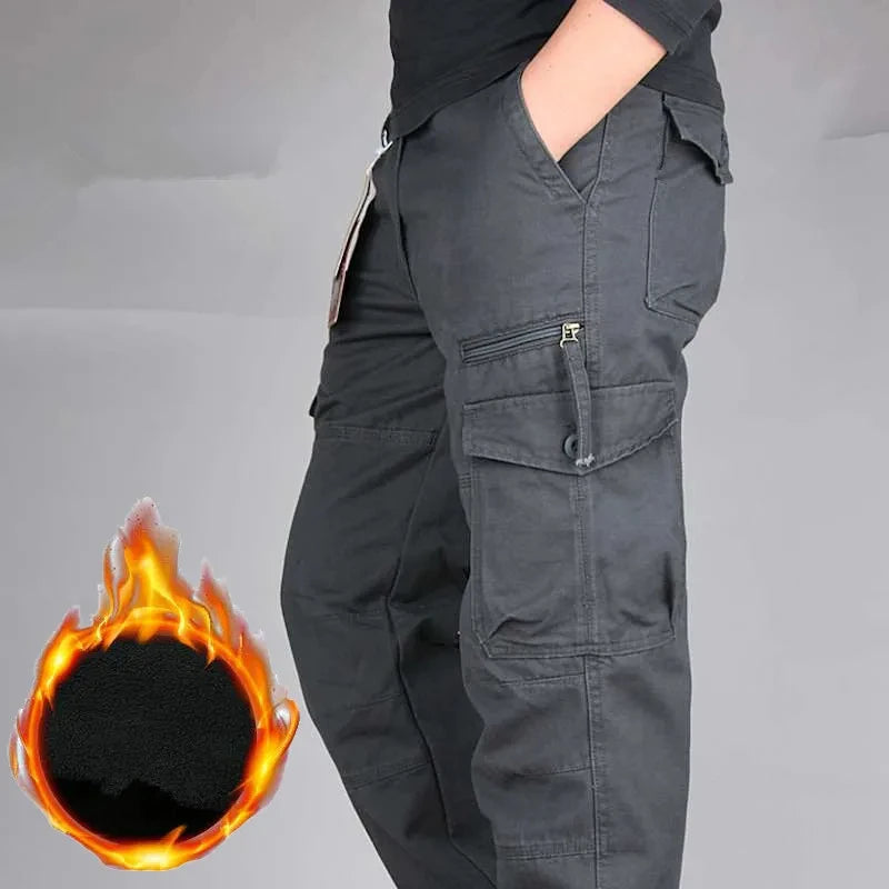 Herren Cargo Hose Winter Doppellagig Dickes Fleece Tarnung Taktisch Baumwolle Baggy Casual Warm | Cargo-Hose Tactical Premium Camouflage Fleece