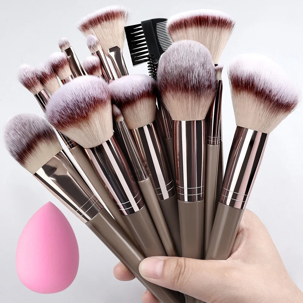 Set Pinceaux Maquillage Professionnel 1 à 20 Pcs – Blush, Highlighter, Fond de Teint & Fard | Ultra-Doux Femme