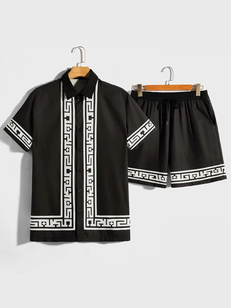 Ensemble Chemise + Short Unisexe Été Imprimé 3D Hawaïen – Col Reversé Fashion Casual Frais & Simple | Mode Homme & Femme