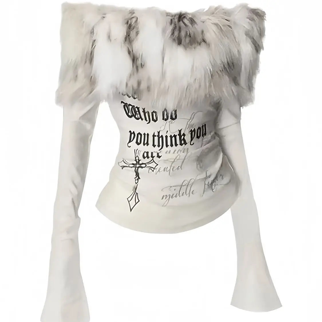 Top Femme Épaules Dénudées Tube Rétro Manches Longues Peluche Gainant Sexy – Sous-Pull Chic | Hiver