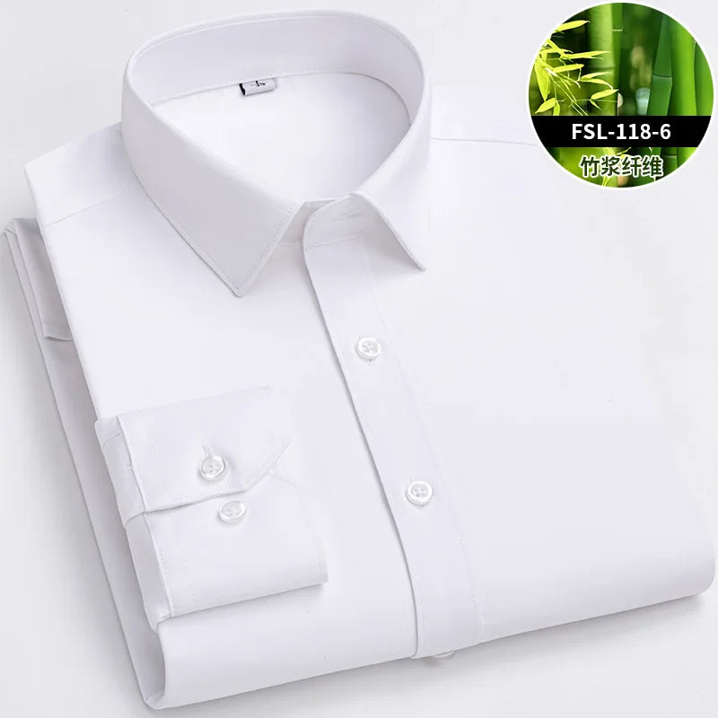 Chemise Homme Fibre de Bambou Stretch Manches Longues Anti-Froissé Sans Repassage Slim Business Casual Bureau Blanche Éco-Premium – Chemise Bambou Premium Stretch Anti-Froissé Sans Repassage Slim Business Blanche | Mode Homme Business Éco-Premium