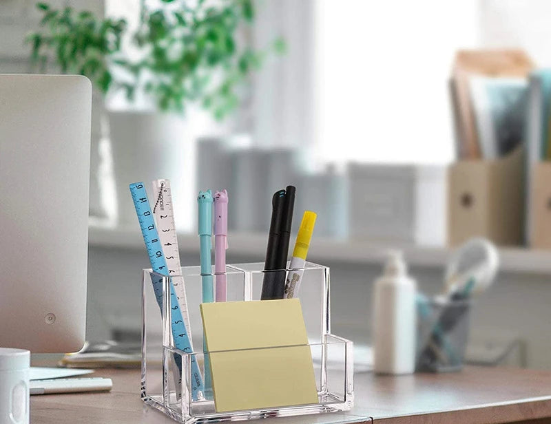 Boîte Acrylique Organisateur Maquillage 3-5 Grilles – Pot Pinceaux & Bijoux | Bureau & Coiffeuse