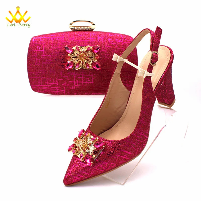 Ensemble Chaussures + Sac Italien Orange Cristal – Pumps Luxe Mariage Fête 2024