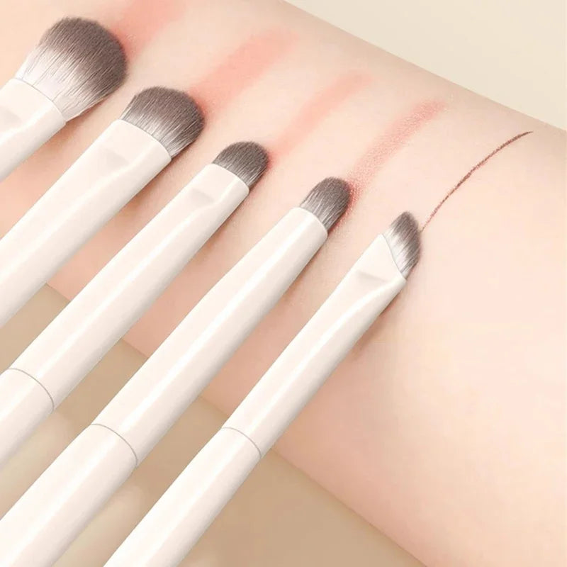 Set Pinceaux Yeux Naturels 5 à 10 Pcs – Fards, Eyeliner & Détail | Poils Ultra-Doux Blancs Maquillage