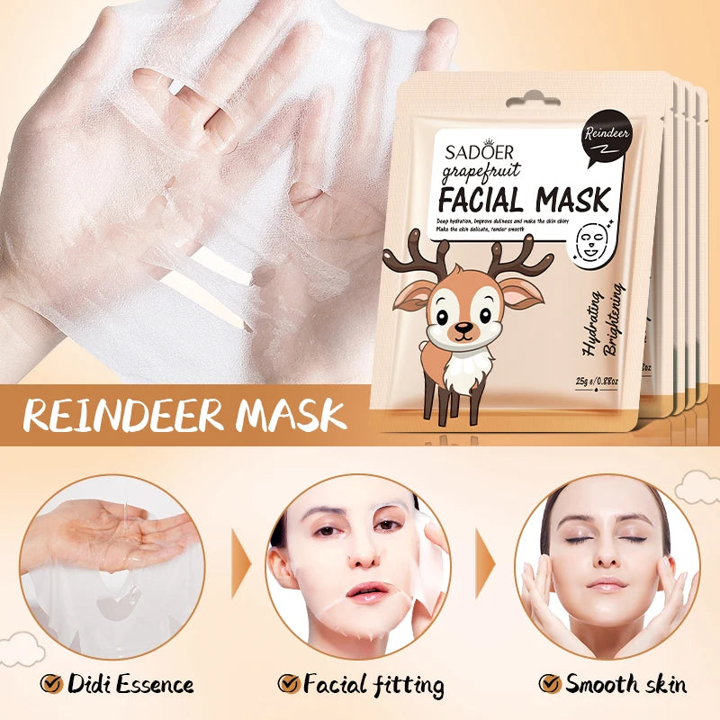 Masques Visage Fruits Frais SADOER – Lot de 5 | Hydratation, Éclat & Apaisement | Soin Peau Quotidien