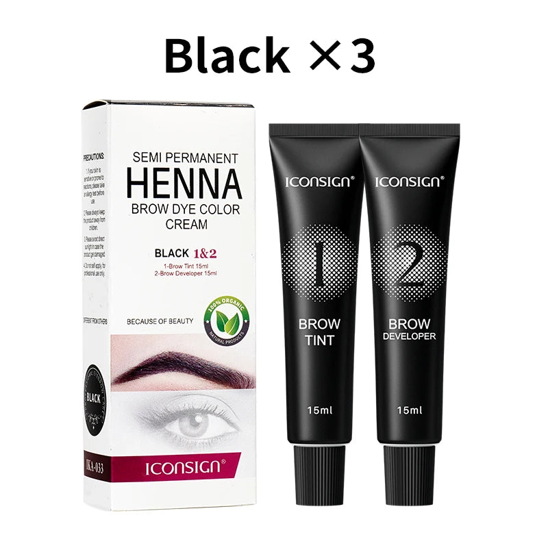 Teinture Sourcils & Cils Henné Semi-Permanente – 15 Min Action Rapide | Crème Tattoo Brow Professionnel