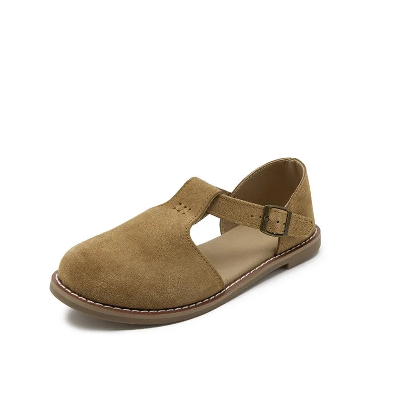 AIYUQI Sandales Cuir Véritable Retro Givré Baotou Romain 2026 – Hollow Flat Femme