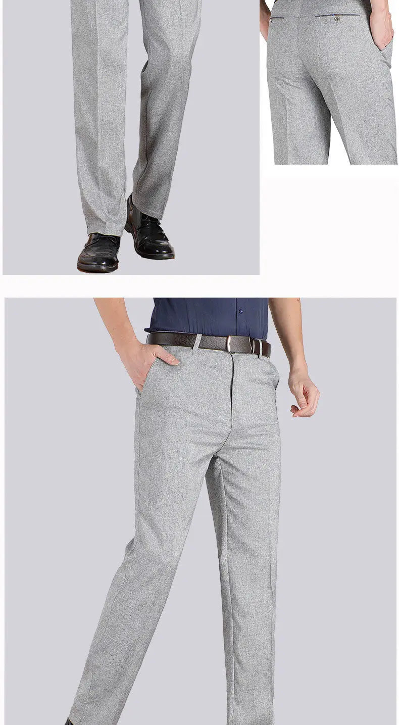 Pantalon de Costume Homme Haute Qualité Taille Haute Classique Business Casual Été Printemps Automne – Pantalon Élégant Professionnel | Mode Homme Premium