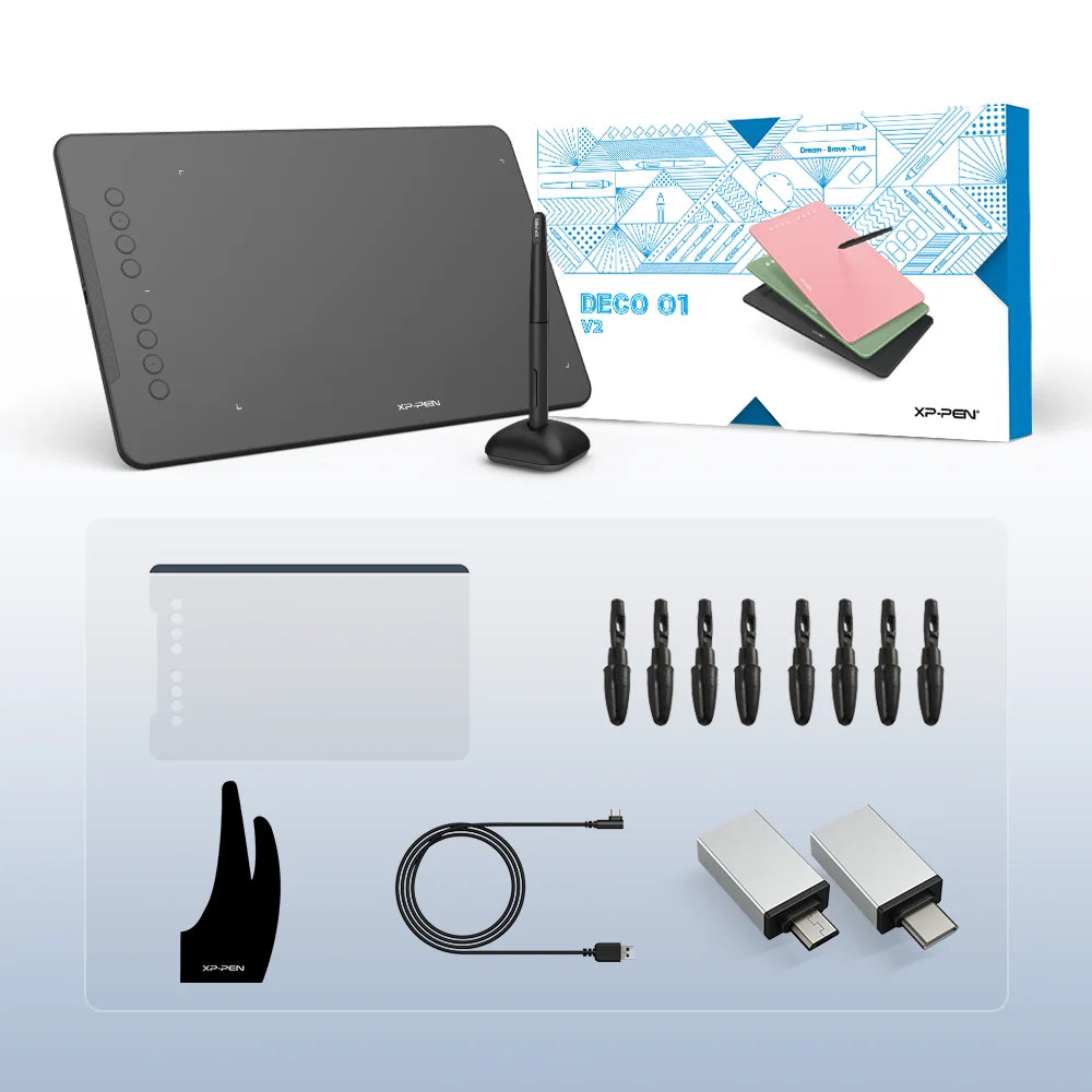 XPPen Deco 01 V3 Tablette Graphique 10x6'' – Dessin, Visioconférence & E-Learning | Compatible PC & Mac