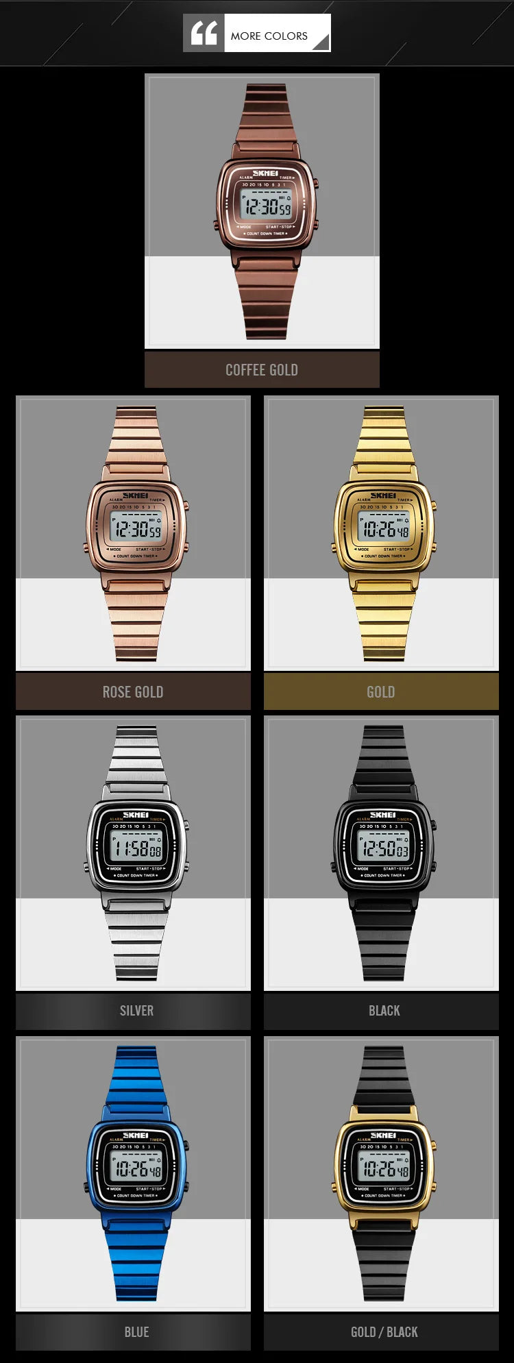 SKMEI Damen-Digitaluhr 1901 mit Chrono-Kalender kleinem Zifferblatt wasserdicht – Luxus Mode Trend