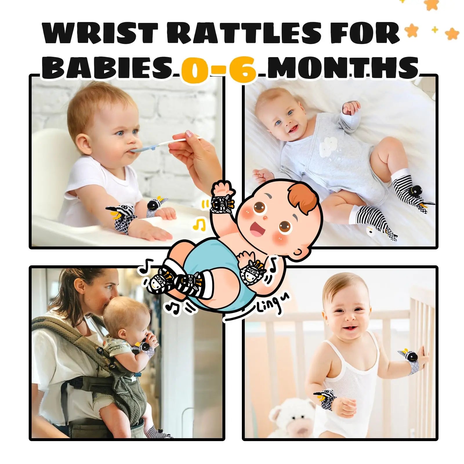 Baby-Rassel- und Socken-Set – Entdeckungsspielzeug für Neugeborene 0-12 Monate, Baby-Geschenk zur Geburt