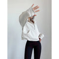 Sweat Femme Oversize Zip Polaire – Hoodie Streetwear Chaud Casual Rose Blanc