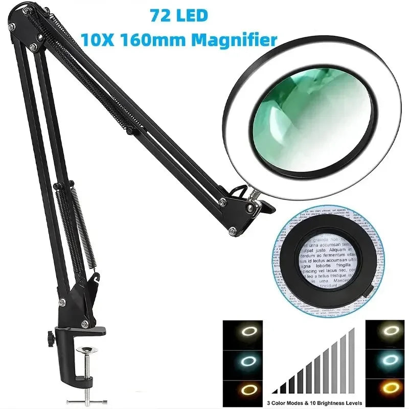 Loupe Lumineuse 72 LED USB 8X/10X – 3 Couleurs LED | Soin Beauté, Esthétique & Atelier | Lampe Loupe Professionnelle