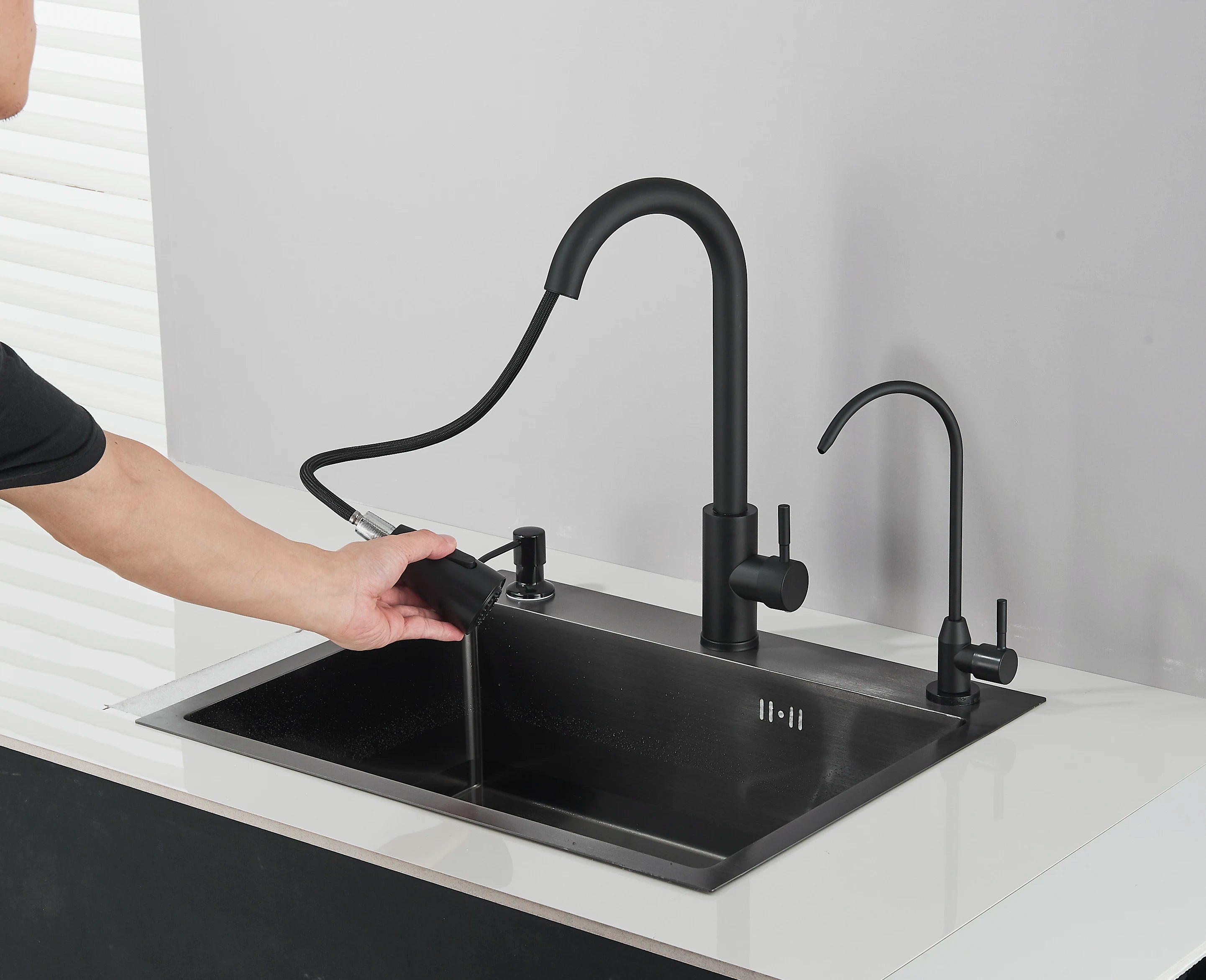 Évier Inox 55x45cm avec Robinet & Distributeur de Savon – Kit Complet Bonde + Panier | Cuisine