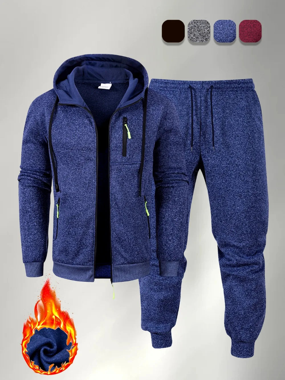Ensemble Jogging 2 Pièces Homme Zip Capuche – Sweatshirt Pantalon Sportswear Casual Automne