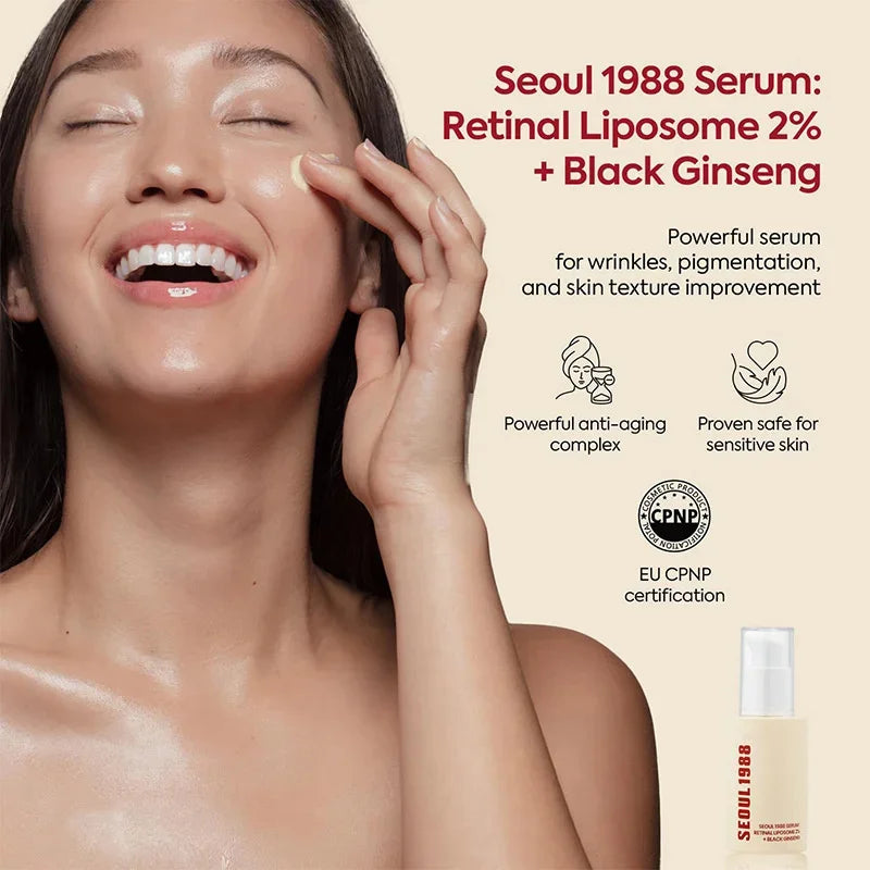 Sérum Visage Rétinol Ginseng Noir Niacinamide 2% – Hydratant Raffermissant Anti-Rides Anti-Âge