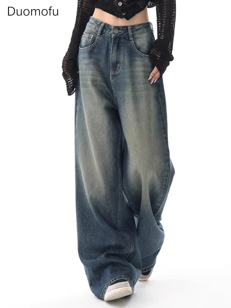 Jean Baggy Femme Taille Haute Boutons Vintage Style Américain Slim Casual Automne – Duomofu | Jean Chic Décontracté Mode