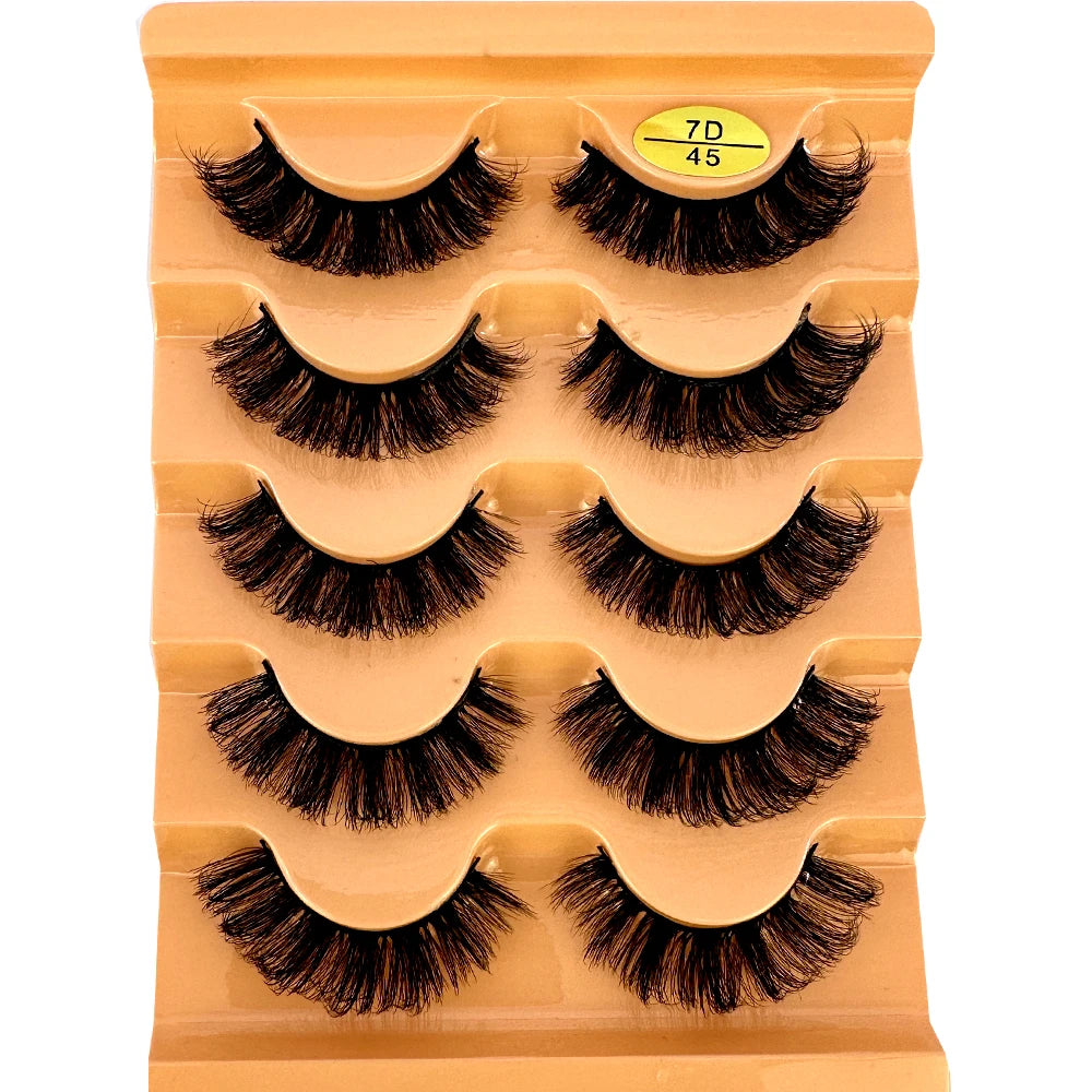 Faux Cils Cat Eye 3D – Lot 5 Paires | Manga Wispy Naturels Courbe D