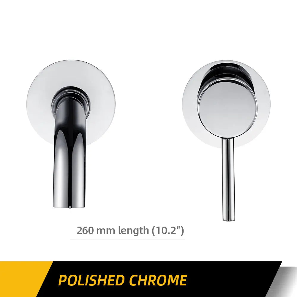 Robinet Lavabo Mural Noir Mat Mono-Commande – Bec 150/210/260mm au Choix | Mitigeur Encastré Salle de Bain
