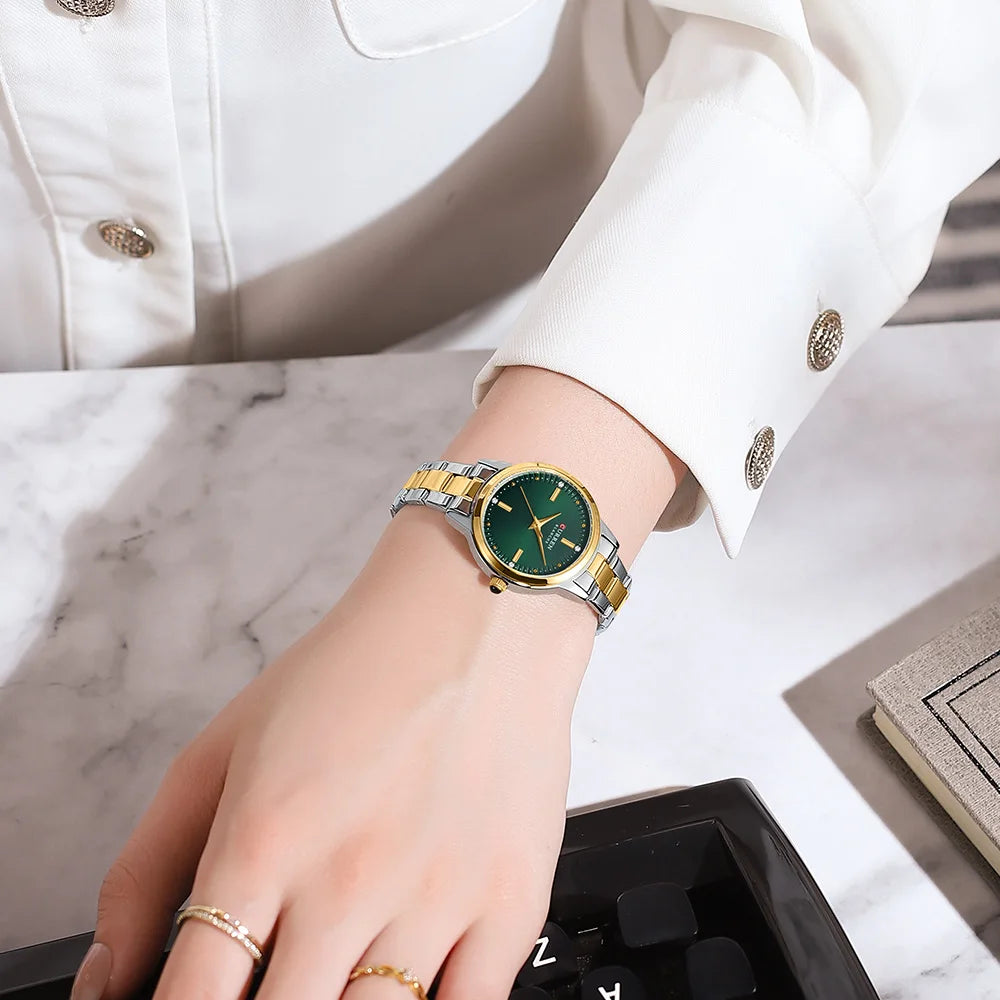 Montre Femme Luxe CURREN Dorée Quartz Acier Inoxydable – Étanche Élégante Minimaliste