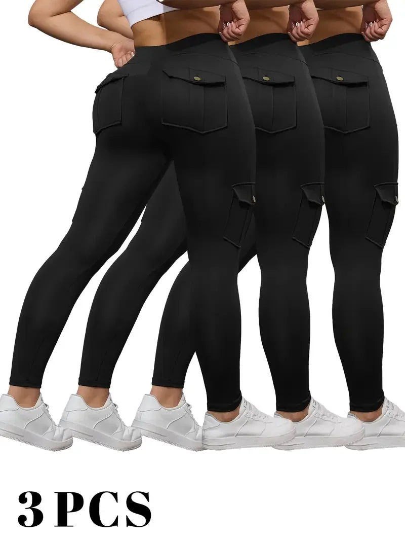 Damen Shaping-Leggings mit Taschen – Push-up-Effekt, Fitness & Streetwear | 1er- oder 3er-Pack