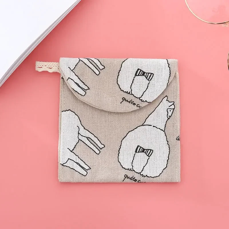 Mini Trousse Cosmétique Zippée Femme – Serviettes Hygiéniques, Rouge à Lèvres & Voyage | Pochette Monnaie & Écouteurs