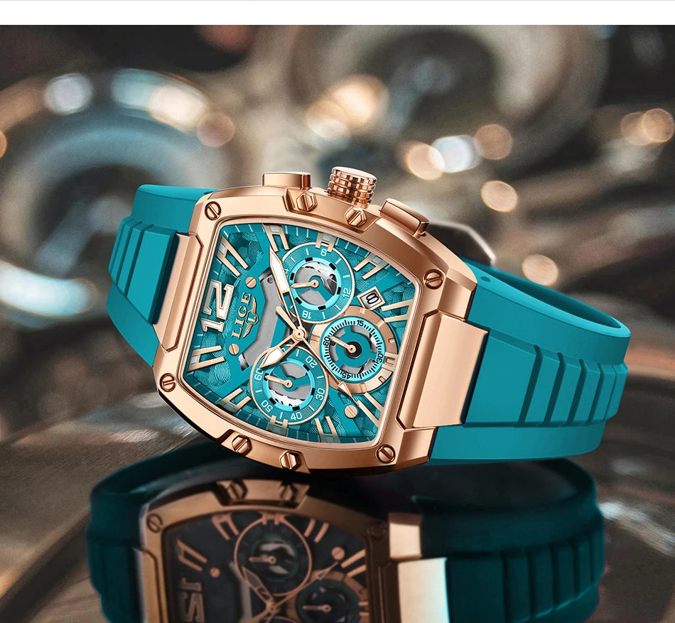 Montre Homme LIGE Sport Quartz Silicone Squelette Lumineux Calendrier – Étanche Outdoor Fashion