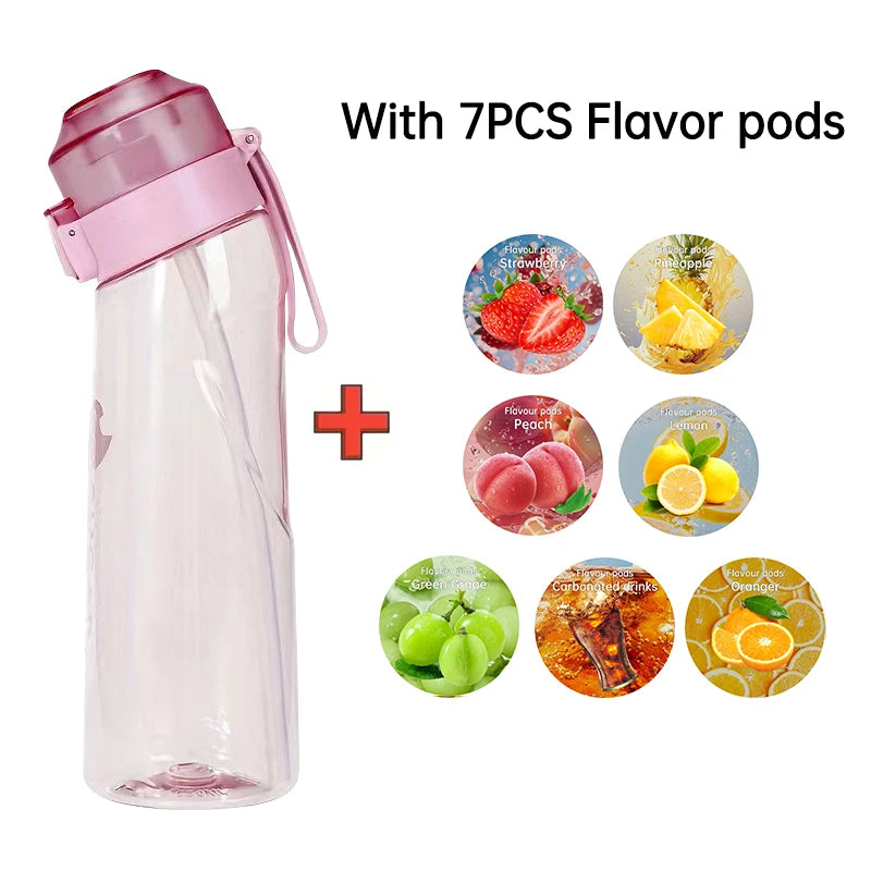 Gourde Aromatisée LUSQI Air + 7 Anneaux Saveurs Inclus – Tritan Sans BPA | Paille Sport & Fitness | Hydratation Savoureuse Outdoor