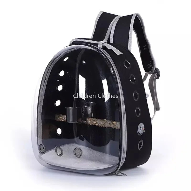 Sac Transport Perroquet & Oiseaux Backpack Acrylique – Perchoir, Mangeoire, Cage Portable | Perruche, Cocatièl & Lapin
