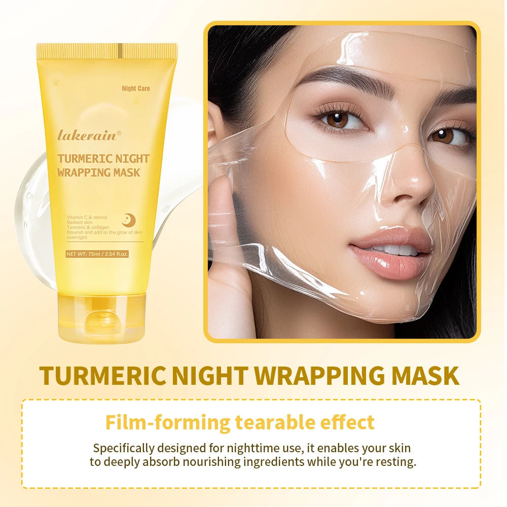 Masque Nuit Peel-Off Acide Kojique & Curcuma – Collagène Hydrolysé | Teint Éclatant & Raffermissant | Korean Skincare