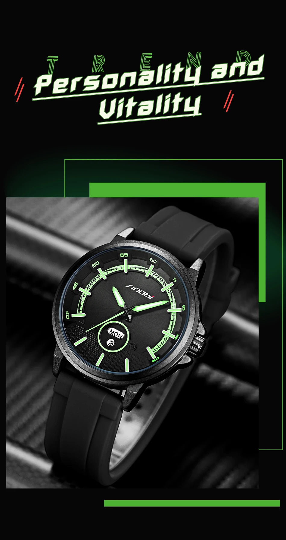 Montre Homme SINOBI Sport Quartz – Calendrier Semaine Fashion Top Brand Cadeau